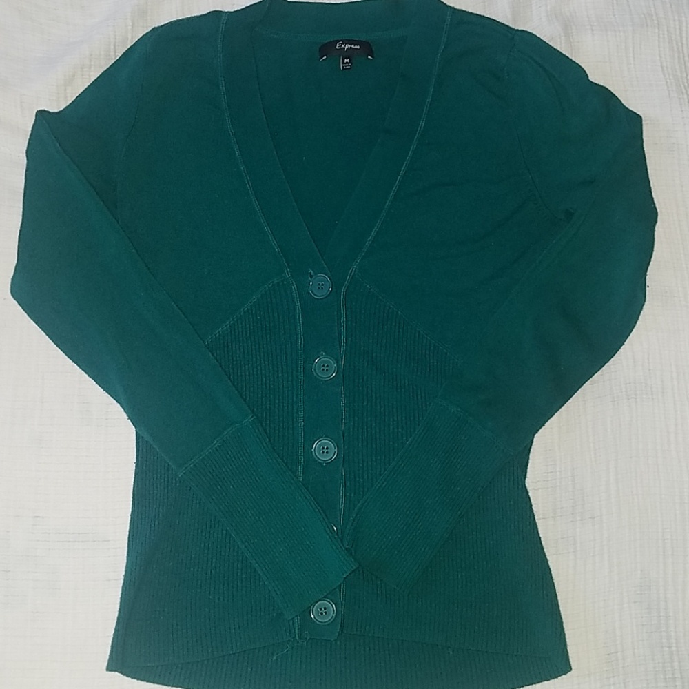 Express M button sweater